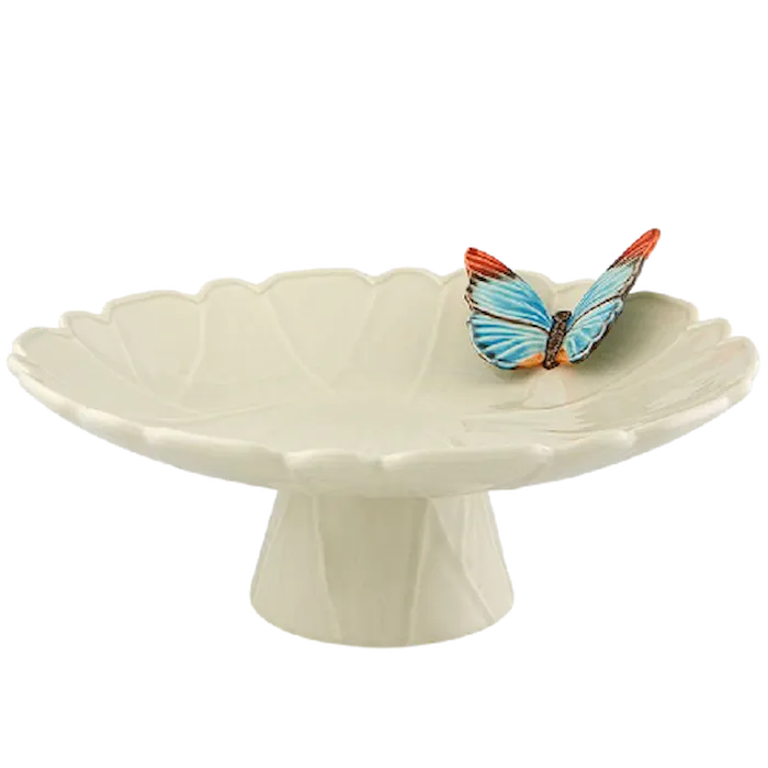 Prato de bolo com pé Cloudy Butterflies Bordallo Pinheiro